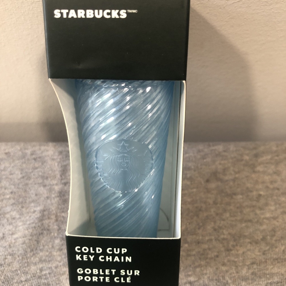 Starbucks Cold Cup Key Chain Blue Swirl NEW In Box Gift For Coffee Lover